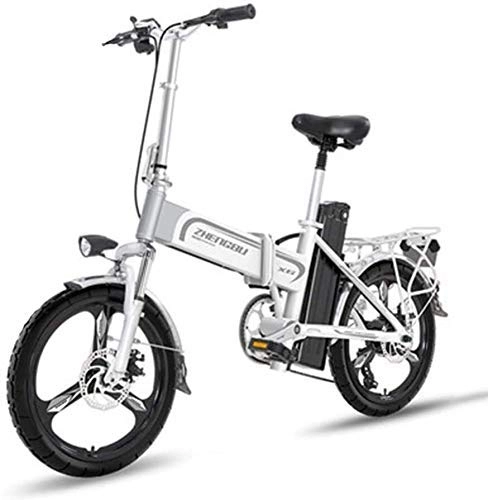 Vélos électriques : BXZ Vlo lectrique pliant vlo lectrique lger 16 pouces roues Portable Ebike avec pdale 400W assistance lectrique vlo lectrique en aluminium vitesse maximale jusqu' 25 Mph, blanc