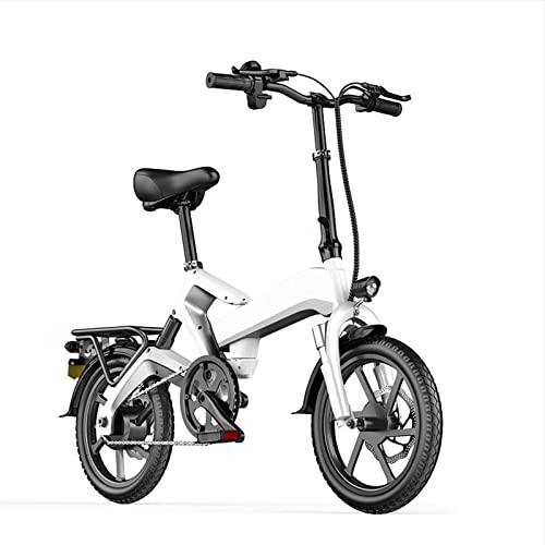 Vélos électriques : BZGKNUL 400W 16 Pouces Fat Tire Vélo électrique Beach Beach Vélo à Neige for Adultes, Vélo électrique 15.5mph avec Amovible 4 8v10.4Ah Batterie au Lithium (Couleur : White)