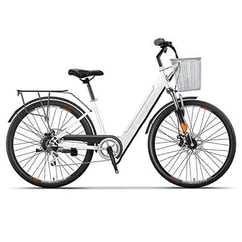 Vélos électriques : BZGKNUL Femmes Portable Vélo électrique 26 Pouces Smart Smart Electric Aidé Bicycle 2 Roues Vélos électriques Adultes 25 0w 36V 6 Bike électrique AH / 10AH / 13AH (Couleur : 7 Speed 10ah White)