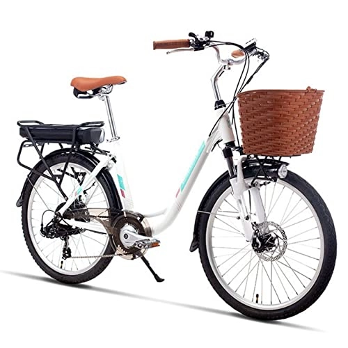 Vélos électriques : BZGKNUL Vélo électrique 24"pour Adulte, 250W Moteur sans Balai et 3 6V13Ah Batterie de Transport au Lithium Amovible Trapting Essentials 7- Vitesse Hommes et Femmes Petite Ville Vélo électrique