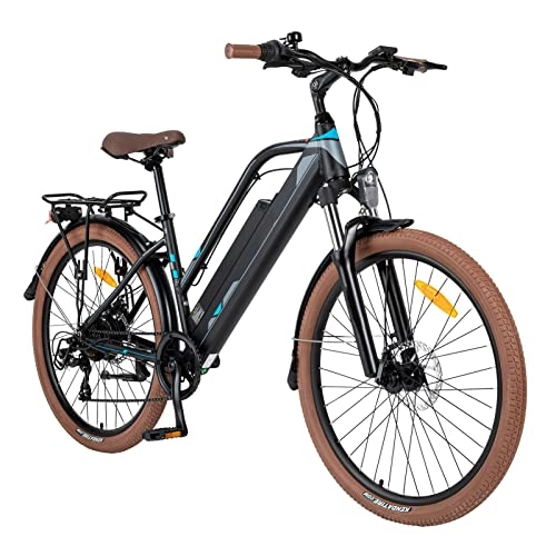 Vélos électriques : BZGKNUL Vélos électriques Adultes for Femmes 26 Pouces 250W Assistance électrique vélo électrique avec LCD Compteur 12.5Ah Batterie 80km Gamme for Faire du Shopping voyageant (Couleur : Noir)