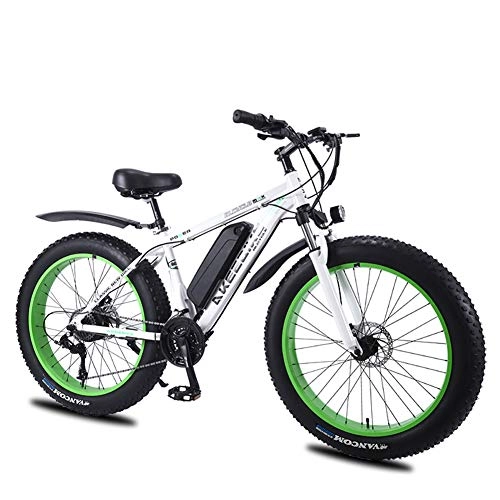 Vélos électriques : Caige Vélos électriques 350W 26" avec Amovible Lithium électrique Motoneige, 27 Vitesse, Blanc, 10AH