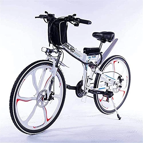 Vélos électriques : CASTOR Vélo électrique Vélos, vélos électriques Aidés Batterie de Lithium Batterie de Montagne de Montagne 27Speed ​​Batterie Vélo 350W48V13AH Suspension complète à Distance, Blanc, 10Ah