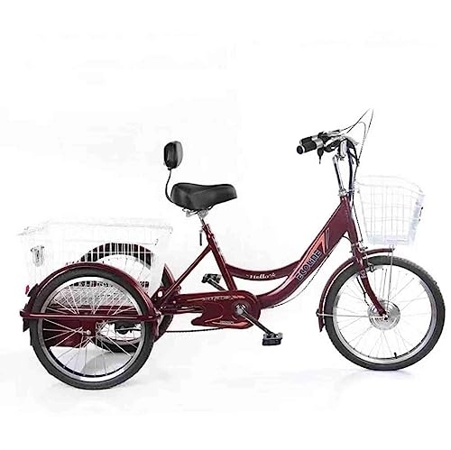Vélos électriques : CAULO Tricycle électrique Vélo électrique Tricycle électrique, vélo électrique 20" à 3 Roues pour Adultes, avec Batterie Amovible, siège réglable et Panier de vélo