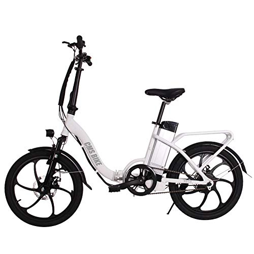 Vélos électriques : CBA BING Vlo Pliant lectrique habit, vlo Pliant Portable pour Les dplacements, vlo Adulte lectrique de Voyage Pliant extrieur pour Adulte avec Affichage de la Vitesse de l'cran LCD, Blanc