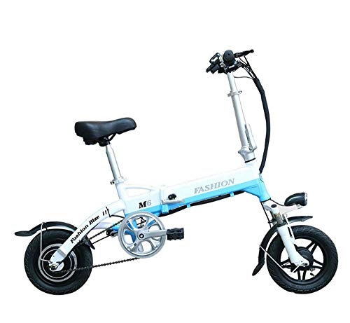 Vélos électriques : CE-LXYYD Vlo Pliant lectrique, cyclomoteur Batterie Lithium Mini-Voiture de la Batterie Adulte, Dames Petite Voiture lectrique, Bleu, 6Ah