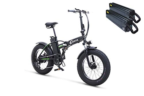 Vélos électriques : Ceaya Vélo Électrique de Ville Pliant, Jusqu'à 35 km / h, 20 Pouces Roues, Batterie au Lithium48V / 15Ah, Adulte Unisexe (Noir（Double Batterie）)