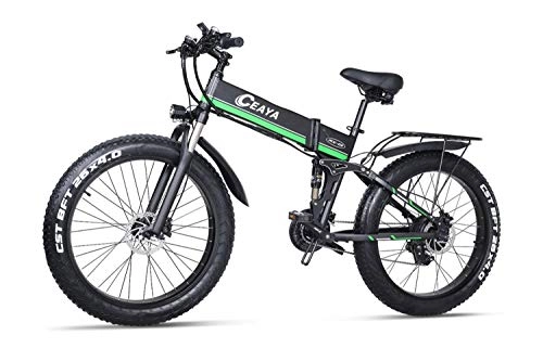 Vélos électriques : Ceaya Vélo électriques Pliant, VTT électrique pour Adultes 1000W Ebike 26 Pouces Vélos électriques avec Batterie 8ah Amovible, Engrenages Professionnels 21 Vitesses, Adulte