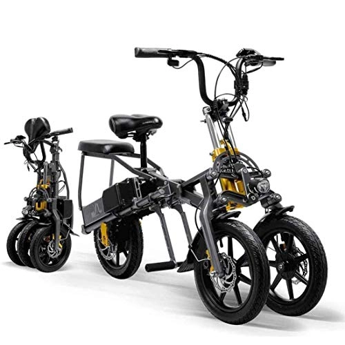 Vélos électriques : CHA Pliant Vélo électrique 2 Batteries 350W VTT 1 Second Haut de Gamme Pliable Tricycle pour Femme / Homme, 36V