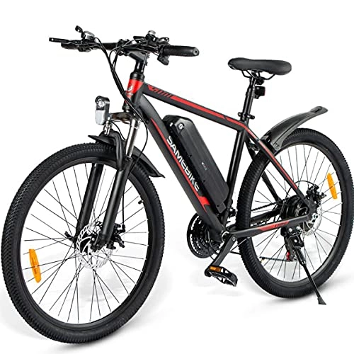 Vélos électriques : CHEIRS 26" VTT Vélo électrique, 350W 36V 10Ah Batterie Li-ION Amovible, Jusqu'à 35 KM / H avec 21 Vitesses, pour vélo en Plein air Voyage Work Out, Black