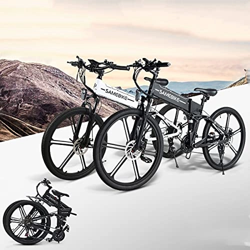Vélos électriques : CHEIRS 26" VTT Vélo électrique pour, 500W 48V 10Ah Batterie Li-ION, Jusqu'à 35 KM / avec 21 Vitesses, Écran LCD Couleur avec USB, pour vélo en Plein air Voyage Work Out, White