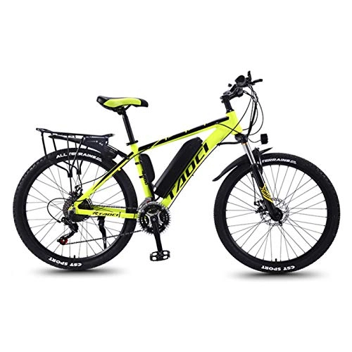 Vélos électriques : CHR Vélos Ebikes en Alliage De Magnésium Vélos électriques De 26 Pouces pour Adultes Batterie Au Lithium-ION Amovible 36V 350W Mountain Ebike, Yellow-10AH70km