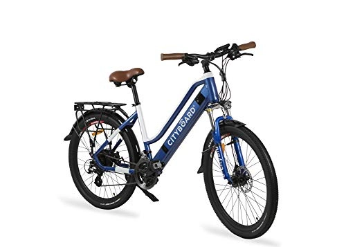 Vélos électriques : Cityboard e-City Blu vélo électrique, Mixte Adulte, Bleu / Blanc, 26 "