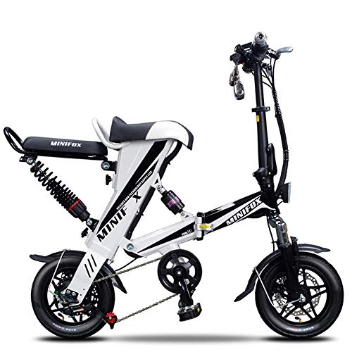 Vélos électriques : CJCJ-LOVE Vélos Électriques Pliant E-Vélo pour Adultes, 36V / 350W / Portable Tandem Vélo Électrique Scooter avec Batterie Lithium-ION Eco-Friendly Cyclisme, Blanc, 50KM