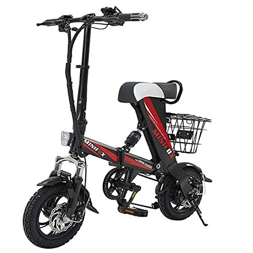 Vélos électriques : CJCJ-LOVE Vélos Électriques Pliants, 12 Pouces 36V 350W Batterie Au Lithium Pliable E-Bike Mini Scooter Portable, Noir, 50 km