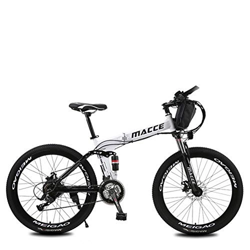 Vélos électriques : CJCJ-LOVE Vélos Électriques VTT Pliant, 26Inch 36V / 8Ah Adult E-Bike avec Amovible Au Lithium-ION, 3 Modes Randonnée À Vélo 2 Modes Batterie, Blanc, Bag Battery