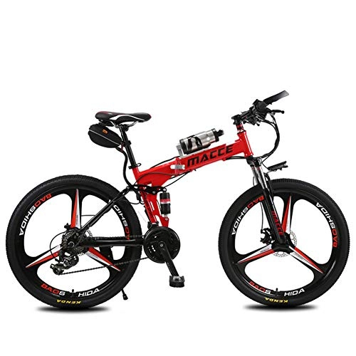 Vélos électriques : CJCJ-LOVE Vélos Électriques VTT Pliant, 26Inch 36V / 8Ah Adult E-Bike avec Amovible Au Lithium-ION, 3 Modes Randonnée À Vélo 2 Modes Batterie, Rouge, Kettle Battery