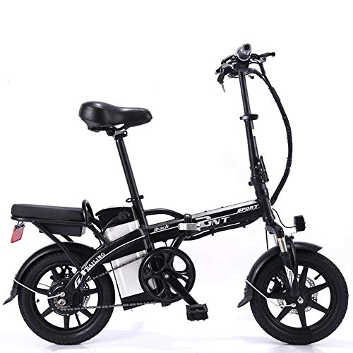 Vélos électriques : CJCJ-LOVE Vélos Électriques Vélo Pliant, 14 Pouces Adulte / Enfant Vélo Électrique, 48V / 350W / 12Ah Haute Configuration E-Bike, Noir