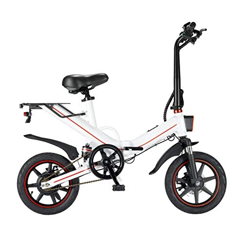 Vélos électriques : Cooryda Vélo électrique Adulte Pliable de 14 Pouces Moteur 360W 48V 10 / 15Ah Batterie au Lithium Rechargeable, Vitesse maximale 25 km / h, vélo Ebike pour Les déplacements des Adultes (V5 15AH Blanc)