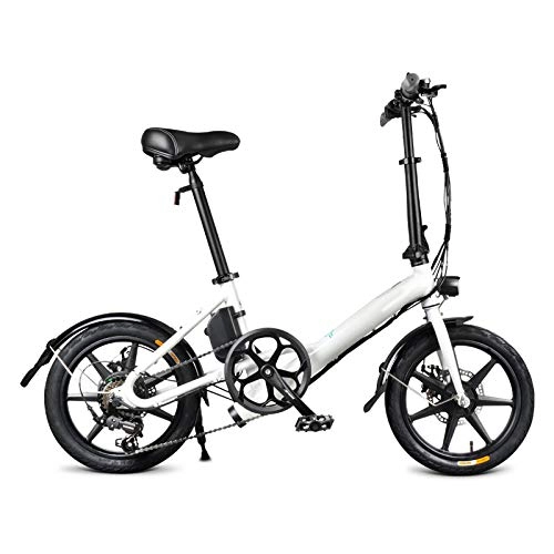 Vélos électriques : Crazyfly D3S Vélo Électrique Pliant, Jusqu'à 25km / h, Vitesse Réglable 16" E-Bike, VTT Pliant 36V 250W Batterie Lithium Rechargeable, Adulte Unisexe, Alliage d'aluminium léger, Blanc