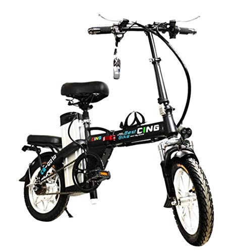 Vélos électriques : CYGGL EBike léger et Pliant en Aluminium avec pédales, Power Assist et Batterie au Lithium-ION de 48 V; Vélo électrique avec Roues de 14 Pouces et Moteur de moyeu 250W