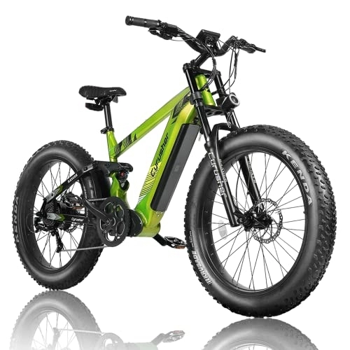 Vélos électriques : Cyrusher Vélos électriques, Ranger EBIKE Tout Terrain de 26 Pouces avec Pneu 4.0 Fat et Batterie 52V 20Ah, VTT Électrique E-Bike (Vert)