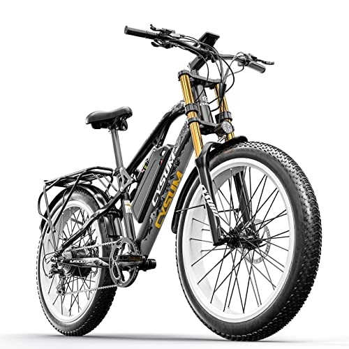 Vélos électriques : Cysum CM900 Plus Velo Electrique Homme, 26 Pouces Fat Bike Electrique, VTT Electrique Adulte, 48v 17ah Amovible LI-Batterie, Tout Terrain Plage Mountain Ebike, Shimano 9 Vitesses (Blanc)