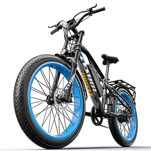 Vélos électriques : cysum CM900 Pro vélo électrique VTT électrique pour Homme Adulte Femme 26 '' Gros Pneu ebike 48v 17ah Batterie au Lithium Suspension Totale Fat Bike électrique (Bleu)