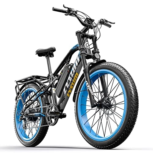 Vélos électriques : cysum CM900 Vélos électriques pour Hommes Femmes, 48V 17Ah Fat Bike électrique 26 Pouces Mountain Ebike (Pro-Bleu)