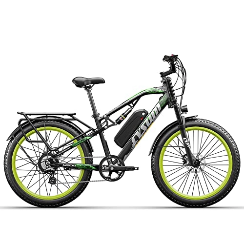 Vélos électriques : cysum Vélo électrique CM-900 pour Homme 26" 4.0 Fat Tire Snow E-Bike Mountainbike (Vert-Pro)