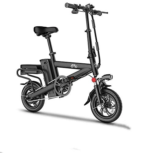 Vélos électriques : DBSCD Vlo lectrique Pliant, vlo de Ville portatif 3 Modes de Scooter E-Bike de 12 Pouces avec clairage LED, quitation extrieure assiste par vlo lectrique, Noir, 60~70KM