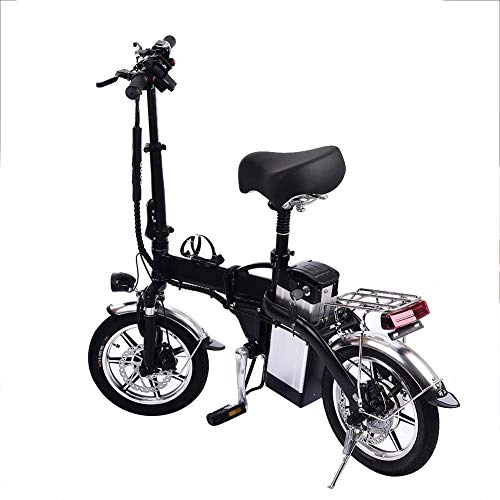 Vélos électriques : Dedeka 350W Vélo Electrique Pliant 14 Pouces avec siège arrière, Batterie Au Lithium De Bicyclette Grande capacité 48V / 10AH, Vitesse de 40-50KM / H, Ultra-léger - 25KG