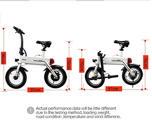 Vélos électriques : Diand Sports de plein air / Jouets de loisirs Vlo lectrique de 14 pouces - Dure de vie de la batterie tanche et pliable 20Km Puissance 240W Tension 36V - Blanc