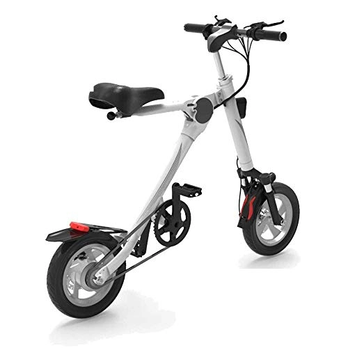 Vélos électriques : Dpliu-HW Vélos électriques Mini Vélo Électrique Pliant Petite Vélo Électrique Batterie Au Lithium Batterie Voiture Mâle Et Femelle Adulte Voyage Noir 36V (Color : White)