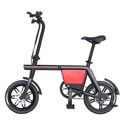 Vélos électriques : Dpliu-HW Vélos électriques Vélo électrique Portable 48V de Batterie de Batterie de Lithium au Lithium de Mini de Puissance électrique Pliable d'hommes et de Femmes (Color : Red, Size : 60km)