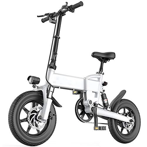 Vélos électriques : DREAMyun Vélo électrique léger 250W électrique Pliable d'assistance à la pédale avec Batterie 7.8Ah, 14" 16" Pouces, Jusqu'à 25km / h, pour Adolescent et Adultes, Blanc, 14" / 5.2AH