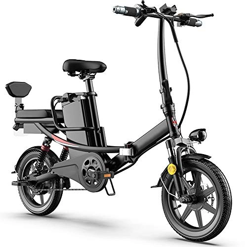 Vélos électriques : DREAMyun Vélo électrique Pliant pour Adultes, vélo électrique de 14", vélo à pédale assistée pour Banlieue avec Moteur 350W, Vitesse maximale 25km / h, Batterie Lithium-ION Amovible 48V / 20Ah, Noir