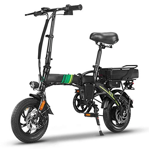 Vélos électriques : Dsqcai 48v Pliant vélo électrique Batterie au Lithium 12ah Petite Voiture électrique Batterie Voiture, Endurance électrique 40 km, Noir