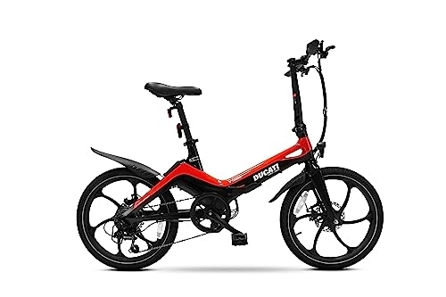 Vélos électriques : Ducati MG20, Vélo électrique de Ville Adulte Unisexe, 20 Pouces, Rouge, Taille Unique