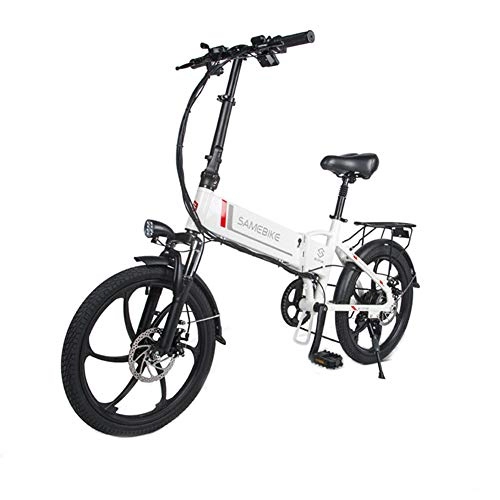 Vélos électriques : Dybory Vélo Pliant Électrique, Vélo De Montagne 48V 10.4Ah 350W, avec Batterie Au Lithium-ION Amovible, Vélo De Montagne Électrique Pliant De 20 Pouces À 7 Vitesses pour Adultes, Blanc