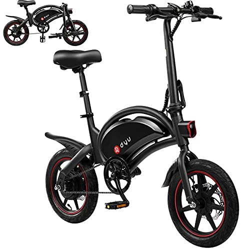 Vélos électriques : DYU Vélo Électrique Pliant - D3F 14" Vitesse Réglable Urban E-Bike pour Adultes, 36V 10Ah Batterie, Pédalage Assisté Smart E-Bike avec 3 Modes de Conduite, Siège réglable