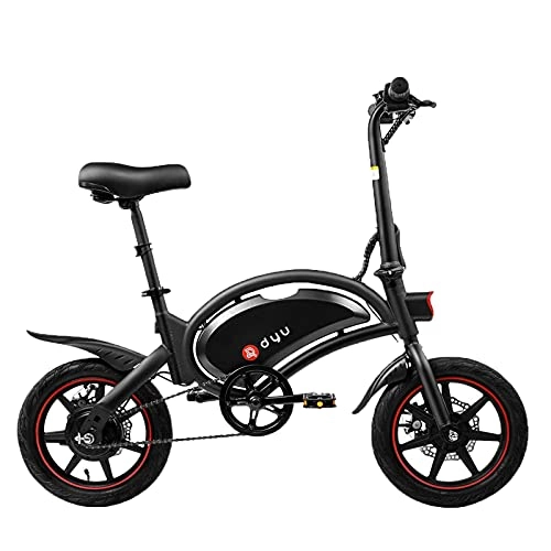 Vélos électriques : DYU Vélo électrique Pliant pour Adultes, D3F 14" Vitesse Réglable Urban Bike, 250W Moteur Vitesse 25 km / h, 50km la Longue Portée, 36V 10Ah Batterie, Siège réglable, City E-Bike