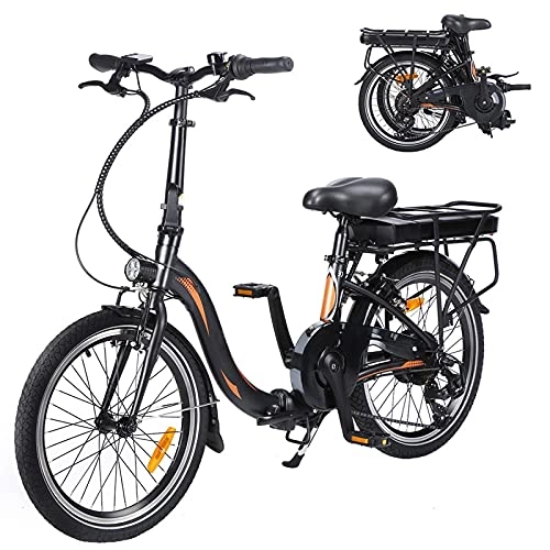 Vélos électriques : E-bike Vélo électrique pliable avec capacité de la batterie lithium-ion (AH) 10 Ah pour femme Vitesse maximale 25 km / h, taille des pneus 20" Noir