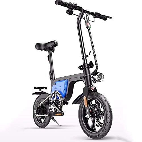 Vélos électriques : Embid Vélo électrique Se Pliant, Vitesse Maximum portative Adulte de Bicyclette de Batterie de Voyage 36V 400W de 25 kilomètres / H IPX5 Charge imperméable 120KG 3 réglables Blue-8Ah
