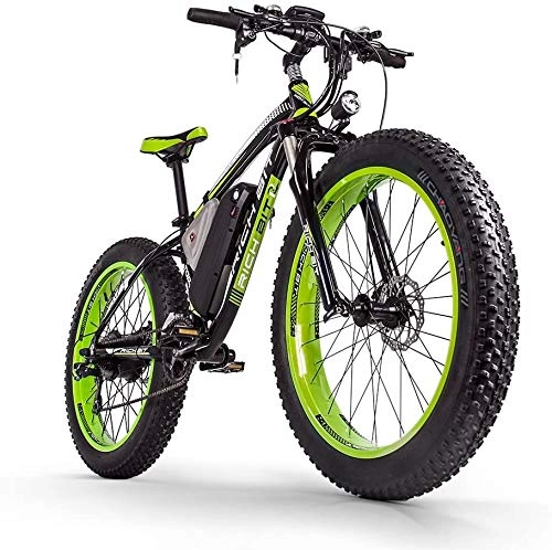 Vélos électriques : ENLEE SUFUL Rich bit Vélo électrique RT-012 1000 W Moteur sans balais 48 V x 17 Ah LG Li- Batterie Smart E-Bike Frein à disque Dual Shimano 21 vitesses (Black-Green)