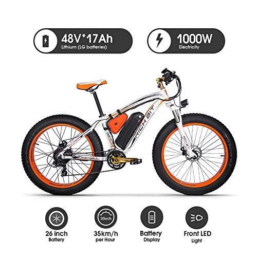 Vélos électriques : Entrept Britannique Rich BIT 1000W Vlo lectrique Lithium ION 48V 17Ah (Ebike Orange)