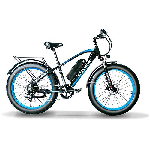 Vélos électriques : Extrbici 26 Pouce Roue Tout Terrain Gros Vélo Électrique Vélo en Aluminium Vélo 48 V 13AH Batterie Au Lithium Vélo De Neige 7 Vitesse Frein à Disque XF650 (XF650 1000W 13A 7S Bleu)