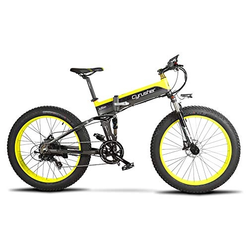 Vélos électriques : Extrbici 95% Nouveau vélo de croisière électrique Pliant d'occasion XF690 500W 48V 10AH Batterie cachée Fat Bike Mountain Bike ATV Full Shock 7 Vitesses 26 * 4.0