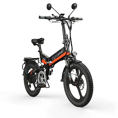 Vélos électriques : Extrbici Vélo de Ville électrique Pliable 500W 48V 10Ah avec Batterie Interne Amovible Pneus 20" avec Feux Avant et arrière et siège XF590(Orange)