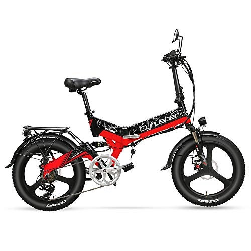 Vélos électriques : Extrbici Vélo de Ville électrique Pliable 500W 48V 10Ah avec Batterie Interne Amovible Pneus 20" avec Feux Avant et arrière et siège XF590(Rouge)